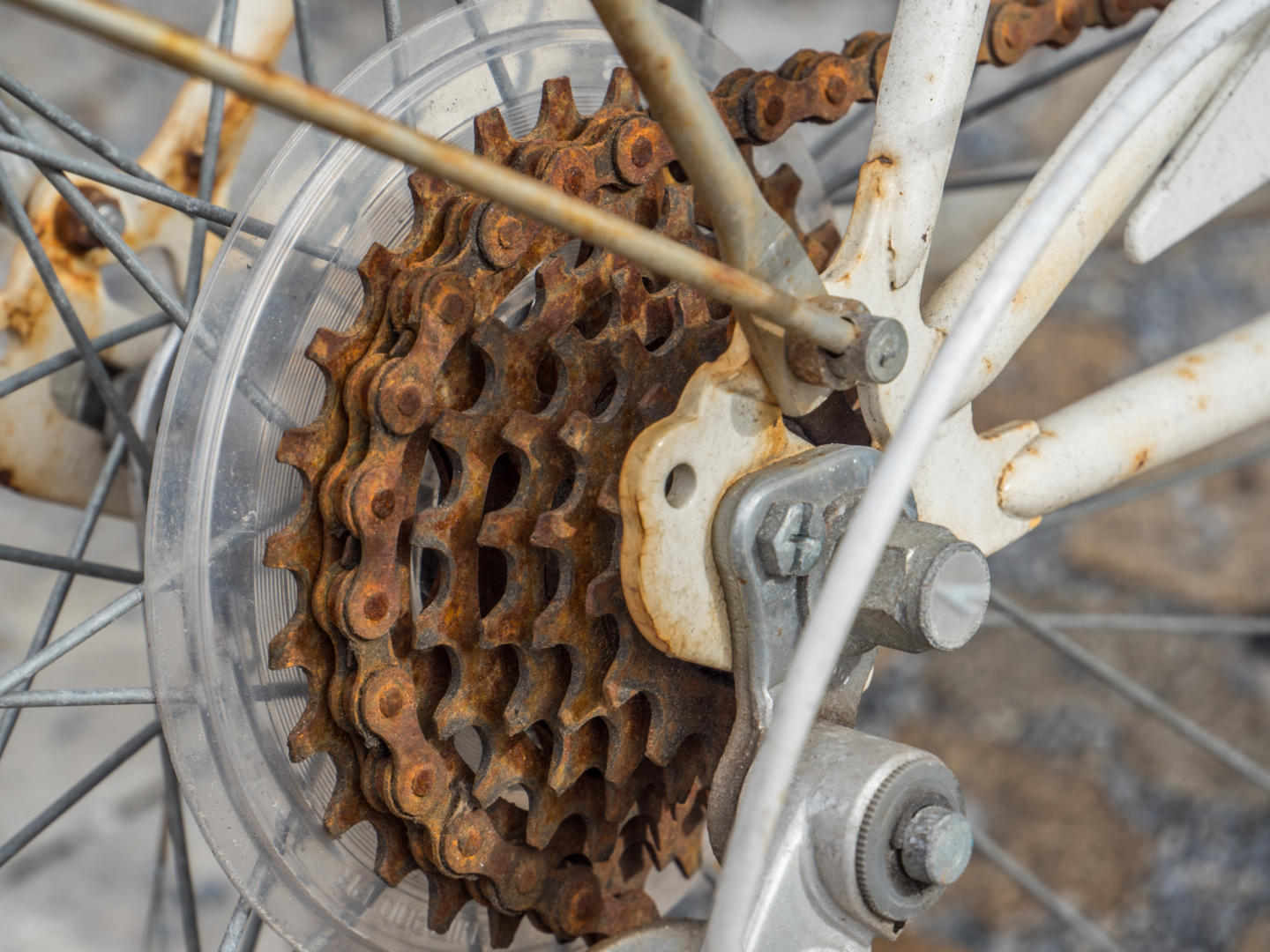 rusty bike chain and gears